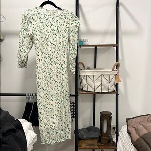 Floral Green and White Women's Dress